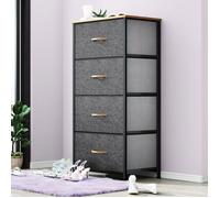 YITAHOME Commode Chambre - 4 Tiroirs en Tissu - Meuble de Rangement avec Dessus en Bois - Gris Profond - 45 x 30 x 95 cm