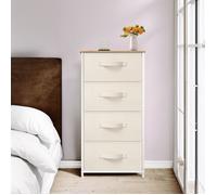 YITAHOME Commode Chambre - 4 Tiroirs en Tissu - Meuble de Rangement - Blanche