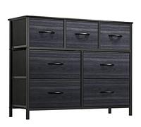 YITAHOME Commode en Tissu avec 7 tiroirs, Meuble de Rangement Pratique, Armoire pour Salon, Chambre d'enfant, Couloir,Noir Grain de Bois