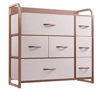 YITAHOME Commode en Tissu avec 7 tiroirs, Meuble de Rangement Pratique, Armoire pour Salon, Chambre d'enfant, Couloir,Rose