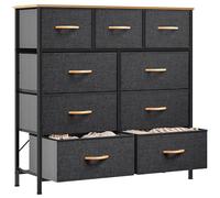 YITAHOME Commode en Tissu avec 9 tiroirs, unité de Rangement pour Chambre à Coucher, Salon, Couloir, Cadre en Acier Robuste, Dessus en Bois et tiroir en Tissu Facile à Tirer (Gris foncé)
