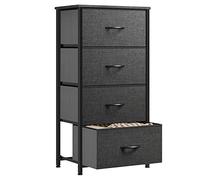 YITAHOME Commode pour Chambre à Coucher, Commode à 4 Tiroirs en Tissu Meuble de Rangement avec Dessus en Bois et Grand Espace de Rangement Chambre à Coucher, Salon, Chambre d'enfant, Gris Noir