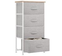 YITAHOME Commode pour Chambre à Coucher, Commode à 4 Tiroirs en Tissu Meuble de Rangement avec Dessus en Bois et Grand Espace de Rangement Chambre à Coucher, Salon, Chambre d'enfant, Gris Clair