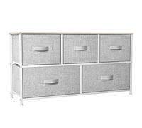 YITAHOME Commode pour Chambre à Coucher, Commode à 5 Tiroirs en Tissu Meuble de Rangement avec Dessus en Bois et Grand Espace de Rangement Chambre à Coucher, Salon, Chambre d'enfant, Gris Clair
