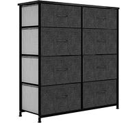 YITAHOME Commode pour Chambre à Coucher, Commode à 8 Tiroirs en Tissu Meuble de Rangement avec Dessus en Bois et Grand Espace de Rangement Chambre à Coucher, Salon, Chambre d'enfant, Gris Noir