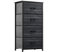 YITAHOME Commode pour Chambre à Coucher, Commode à 9 Tiroirs en Tissu Meuble de Rangement avec Dessus en Bois et Grand Espace de Rangement Chambre à Coucher, Salon,Chambre d'enfant, Grain de bois noir