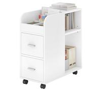 YITAHOME Conteneur roulant avec 2 tiroirs, armoire de classement avec étagère réglable et compartiments de rangement, meuble de rangement de bureau multifonctionnel, table d'appoint pour salon