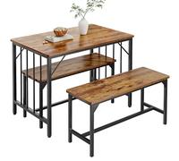 YITAHOME Ensemble Table de Salle à Manger et 2 chaises, Ensemble de Salle à Manger 3 pièces avec Banc, Peu encombrant, Table à Manger pour Cuisine, Appartement, Marron Rustique