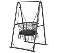 YITAHOME Fauteuil suspendu avec support, charge maximale : 150 kg, cadre en acier robuste, balançoire suspendue avec coussin, 105 x 93 x 160 cm, fauteuil suspendu avec 2 crochets pour terrasse, balcon