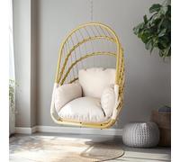 YITAHOME Fauteuil Suspendu, sans Cadre, en rotin, avec Coussin Lavable, capacité de Charge de 160 kg, Pliable, pour terrasse, Jardin, Chambre et Balcon, Beige