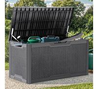 YITAHOME Grande Coffre de Rangement Extérieure en résine de 380L pour meubles de Patio, Coussins d'extérieur, Outils de Jardin - Étanche, Verrouillable (Gris Foncé)