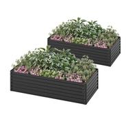 YITAHOME Lot de 2 Jardinière- 180 x 90 x 60 cm - Métal jardin- Noir