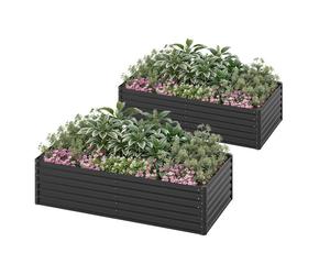 YITAHOME Lot de 2 Jardinière- 180 x 90 x 60 cm - Métal jardin- Noir