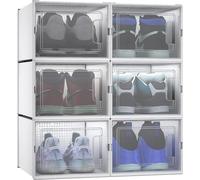 YITAHOME Lot de 6 boîtes à chaussures empilables stables Boîtes de rangement pour chaussures transparentes taille 46 White