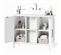 YITAHOME Meuble sous lavabo avec 2 Portes, lavabo avec étagère, Meuble de lavabo avec Encolure en U, Blanc