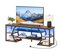 YITAHOME Meuble TV 160 cm avec 2 Prises AC et 2 Prises USB pour téléviseurs jusqu'à 70" avec 7 LED RVB 22 Modes d'éclairage pour Salon et Chambre à Coucher Marron Rustique