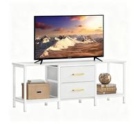 YITAHOME Meuble TV jusqu'à 47", Meuble TV avec 2 tiroirs en Tissu et 2 étagères Ouvertes, Commode 110 x 30 x 50 cm pour Salon, Salle de Divertissement, Chambre à Coucher, Cadre en Acier