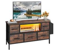 YITAHOME Meuble TV pour Salon avec 5 tiroirs Pliables et étagères - Meuble TV avec éclairage LED RVB - Centre de Divertissement avec Armoire pour PS5 (Marron)
