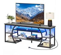 YITAHOME Meuble TV sur Pied de 160 cm avec 2 Prises AC et 2 USB pour téléviseur jusqu'à 70" avec 7 LED RVB 22 Modes d'éclairage Centre de Divertissement pour Salon et Chambre à Coucher Gris Rustique