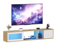 YITAHOME Meuble TV Suspendu Flottant avec Lumières LED RGB, 148 cm Meuble TV Flottant pour Téléviseurs Jusqu'à 65 Pouces avec Centre de Divertissement avec Porte pour Salon et Chambre