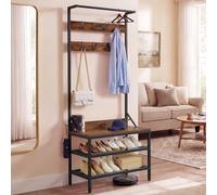 YITAHOME Porte-manteau avec rangement pour chaussures, portemanteau sur pied avec 2 étagères, porte-vêtements industriel avec 9 crochets pour couloir, salon, chambre à coucher, cadre en métal Jaune