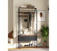 YITAHOME Portemanteau avec rangement à chaussures, arbre de couloir autoportant avec banc et 2 tiroirs pliables, porte-manteau industriel avec 8 crochets pour couloir, salon, chambre à coucher, cadre