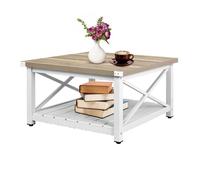YITAHOME Table basse carrée 2 Etagère Rangement Salon Séjour Salon Chambre 80 x 80 x 45 cm