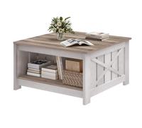 YITAHOME Table Basse Carrée en Bois avec Rangement, Table avec Compartiment de Rangement Semi-ouvert 80 x 80 x 45 cm
