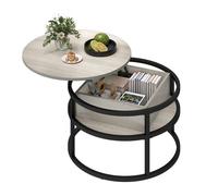 YITAHOME Table basse en Bois ronde relevable Table d'appoint - 80 x 47cm
