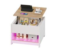 YITAHOME Table Basse - Plateau Surélevé - Carrée en bois - avec Rangement - Gris - 60x60x45cm