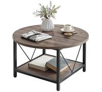 YITAHOME Table Basse Salon, Table Basse Ronde Gris 80X80X46CM, Capacité de Charge 50kg, Table Basse Bois pour Salon, Canapé, Terrasse