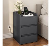 YITAHOME Table de chevet à 3 tiroirs et bloc d'alimentation - Table de chevet avec station de charge, 2 ports USB et prises - Table d'appoint imperméable pour salon et chambre à coucher - 35 x 40 x 59