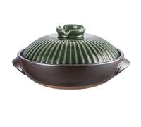 Yiustldd Cocotte En Argile - Marmite Japonaise En Céramique Donabe Avec Couvercle Et Poignée Marmite Pour La Cuisine, Faïence Ronde Résistante À La Chaleur,Vert,1.4L