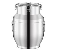 Yiustldd Seau À Lait en INOX avec Couvercle Étanche, Seau À Vin Seau À Lait Bidon Fourre-Tout avec Poignée De Transport, Facile À Ouvrir Et À Utiliser,10L