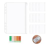YIWONFU 12 Pièces Pochette Plastique A5, 6 Trous Sacs Zippés à Feuilles Mobiles 20.8 * 15.7 cm, Imperméable Pochette Transparente Zippée pour Documents, Cahiers, Cartes, avec 1 Étiquette Adhésive