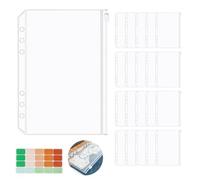 YIWONFU 20 Pièces Pochette Plastique A5, 6 Trous Sacs Zippés à Feuilles Mobiles 20.8 * 15.7 cm, Imperméable Pochette Transparente Zippée pour Documents, Cahiers, Cartes, avec 1 Étiquette Adhésive