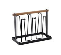 YIXANNX Égouttoir à tasse manche en bois antirouille résistant à la Corrosion bouteille support de rangement Stable couleur unie verre vin organisateur maison, Noir 1