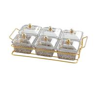 YIXANNX Plateau de Service d'apéritif avec Support, Plats à collation Multi-grilles, récipient de Service divisé, Plat à Bonbons, Plateau de Salon, 6 grilles
