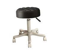 YIXANNX Tabourets de Jardin Ronds à roulettes Tendance en Similicuir avec Repose-Pieds, Hauteur réglable, Confortables, pour Spa, Jardin et Loisirs, Noir, diamètre du siège 28 cm