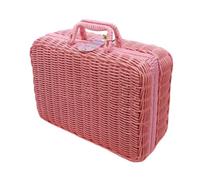 YIXANNX Valise en rotin synthétique, panier tressé, alliant style et praticité en toutes circonstances. Boîte de rangement pour cosmétiques, idéale pour, Rose, L