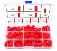 YIXISI 180 Pièces 10 Tailles 2-10 mm Kit D'assortiment D'embouts en Caoutchouc, Embouts à vis Ronds et Flexibles, Capuchons de Protection en Vinyle, pour vis, Tubes, Câbles, Fils, Rouge