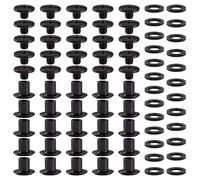 YIXISI 25 Set M5x6mm Chicago Vis AssNoir Pistolettiment Kit, Rivets pour Cuir CrucifNoir Pistoletme, Vis de Reliure, pour DIY, DécNoir Pistoletation de Cuir, Réparation de Reliure, Noir Pistolet