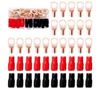 YIXISI 40 Pièces M12 SC16-12 AWG6 Cosses à Anneau Kit, Cosses de Câble Tubulaires, Cosses de Embouts de Câble de Batterie, avec Manchons isolants, pour Câble Électrique, Doré