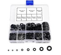 YIXISI 600 Pièces Noir Nylon Rondelles Plastique, Isolation Rond Rondelle plate Assortiment Kit, M2 M2.5 M3 M4 M5 M6 M8 M10 Rondelle pour Mécanique