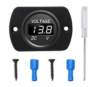YIXISI DC 12V 24V Voltmètres de Voiture Étanche avec Affichage à LED et Plaque de Montage, Jauge de Tension Ronde avec Bornes, Mini Voltmètre à LED pour Bateau Moto Camion ATV UTV, Blanc