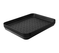 YIXNSW Lot de 4 Bacs à Chaussures Plastique 35x27,5x3 cm - Plateau Égouttoir à Bord Surélevé - Rangement pour Bottes de Pluie, Pots de Fleur ou Gamelle - Intérieur/Extérieur - Noir
