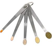 YiXuTag Cuillères Doseuses en Acier Inoxydable, 5 Pièces, Ensemble de Cuillères Doseuses, Mesureur de Solides et Liquides, Silver
