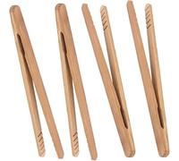 YiXuTag Pinces à toast classiques réutilisables en bambou - Pince de cuisson en bois, idéale pour grille-pain, fruits, pain et cornichons, ustensile de cuisine pour fromage | Lot de 4