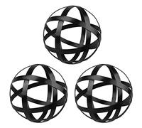 YiYa Noires Lot de 3 sphères décoratives - Décoration Boule en métal - Boule décorative en Bande métallique - Décoration de Table Boule en métal pour Salon Chambre Cuisine Bureau Table Basse Bureau