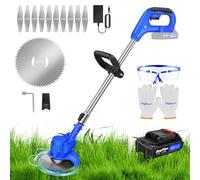 Yiyai Débroussailleuse électrique 3 en 1 sans fil 21 V, avec brosse à mauvaises herbes avec poignée réglable et 21 accessoires, angle du mât télescopique, débroussailleuse électrique pour jardin et